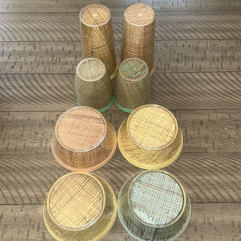 1970’s 🌸 Tropical 🌴 Raffia Breakfast Set. Fabulously Retro & Practical - Picture 11 of 16
